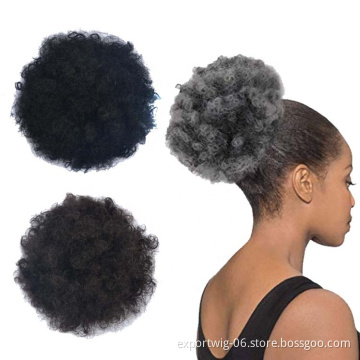8inch Short Afro Puff Synthetic Hair Bun High Temperature Fiber Ponytail Kinky Curly Clip in Hair Extension Kinky Puff Hair Bun